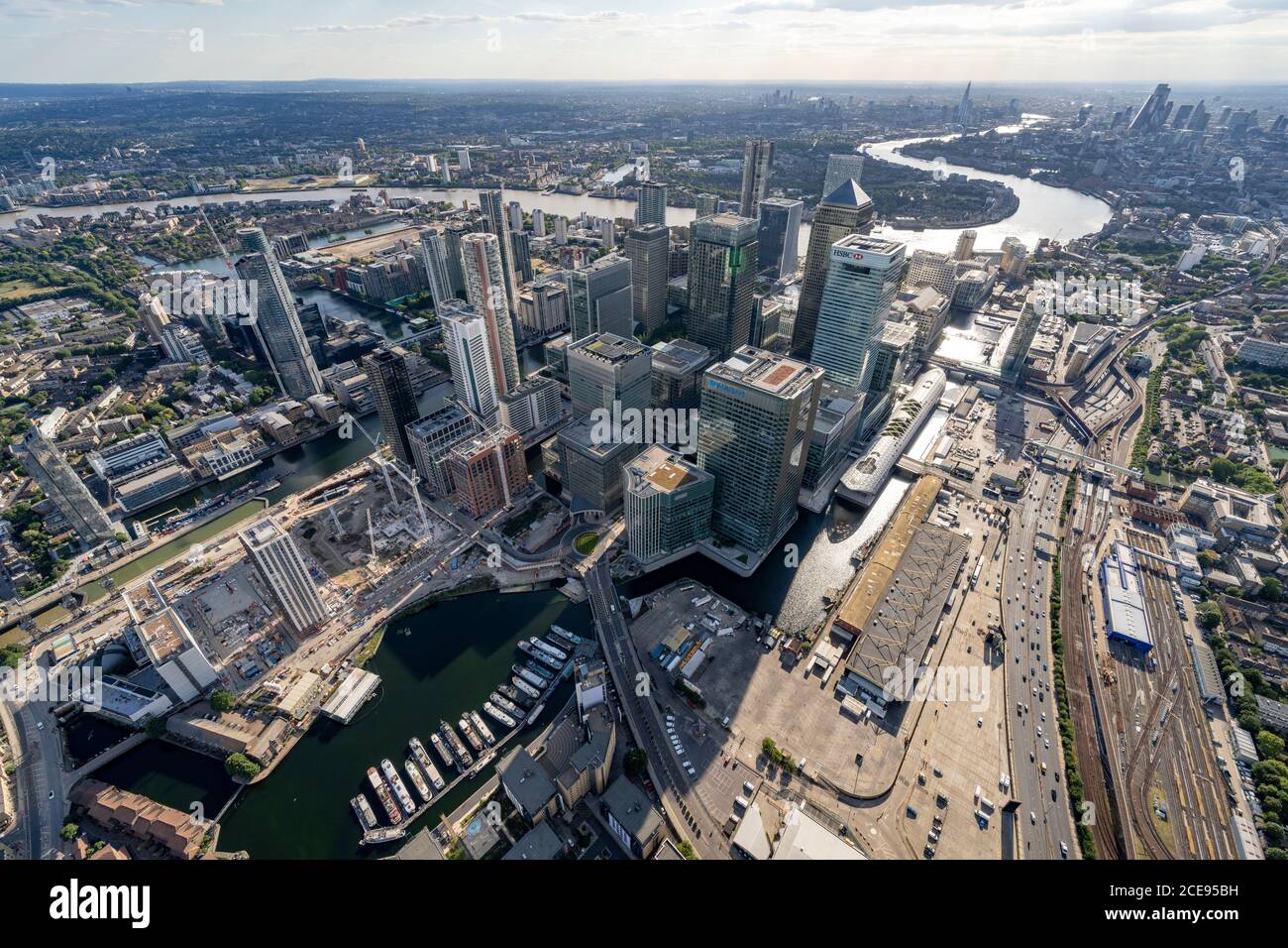 Vue aérienne de Londres avec Canary Wharf. Banque D'Images