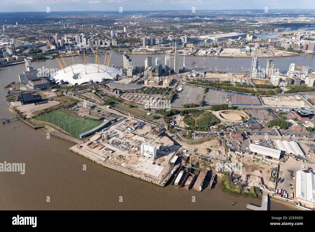 Vue aérienne de Londres avec l'O2. Banque D'Images