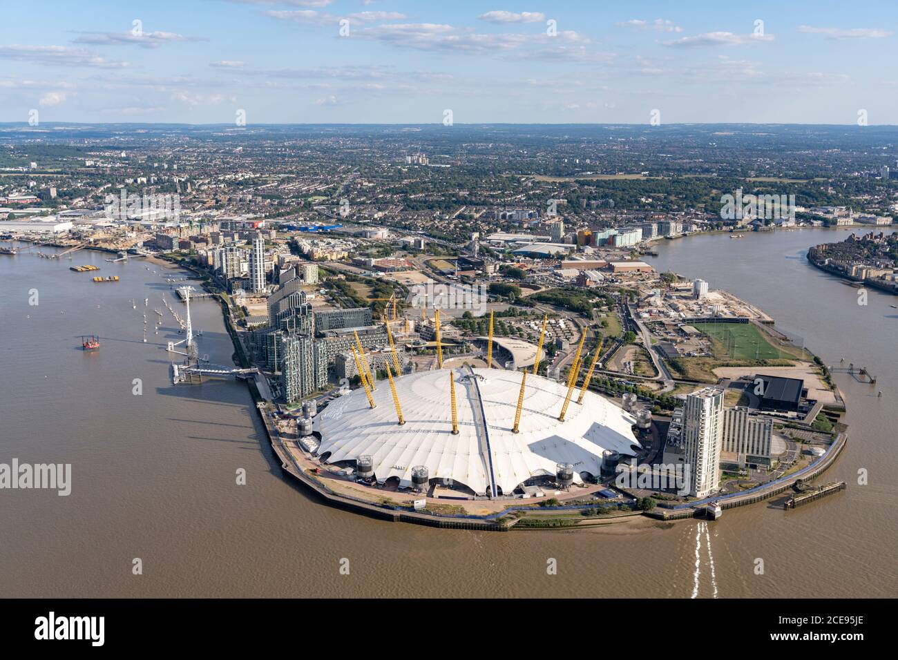 Vue aérienne de Londres avec l'O2. Banque D'Images