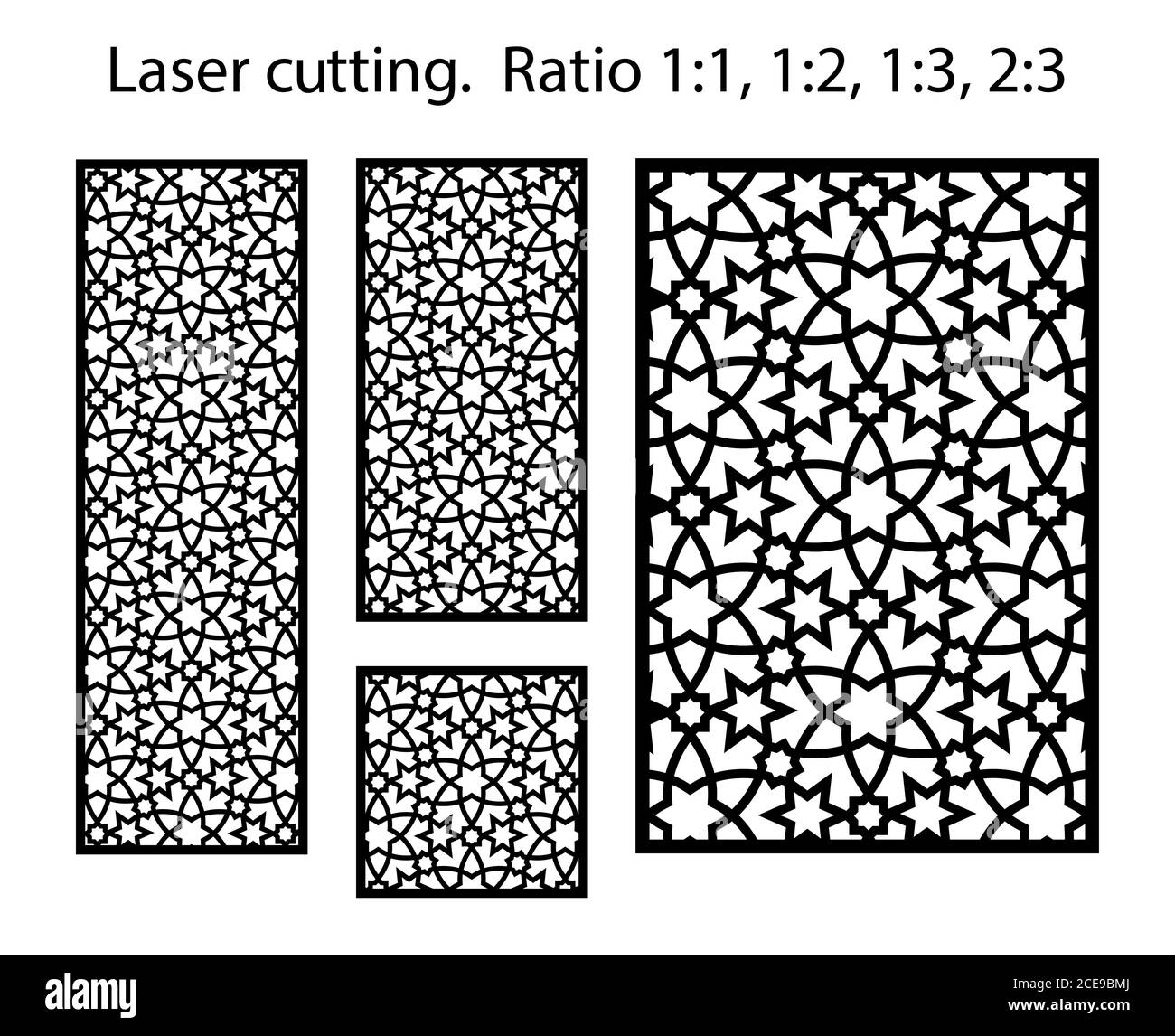 Gabarit de panneau vectoriel de découpe laser. Décoration CNC, design jali, cloison intérieure. Modèle de découpe laser arabe islamique Illustration de Vecteur