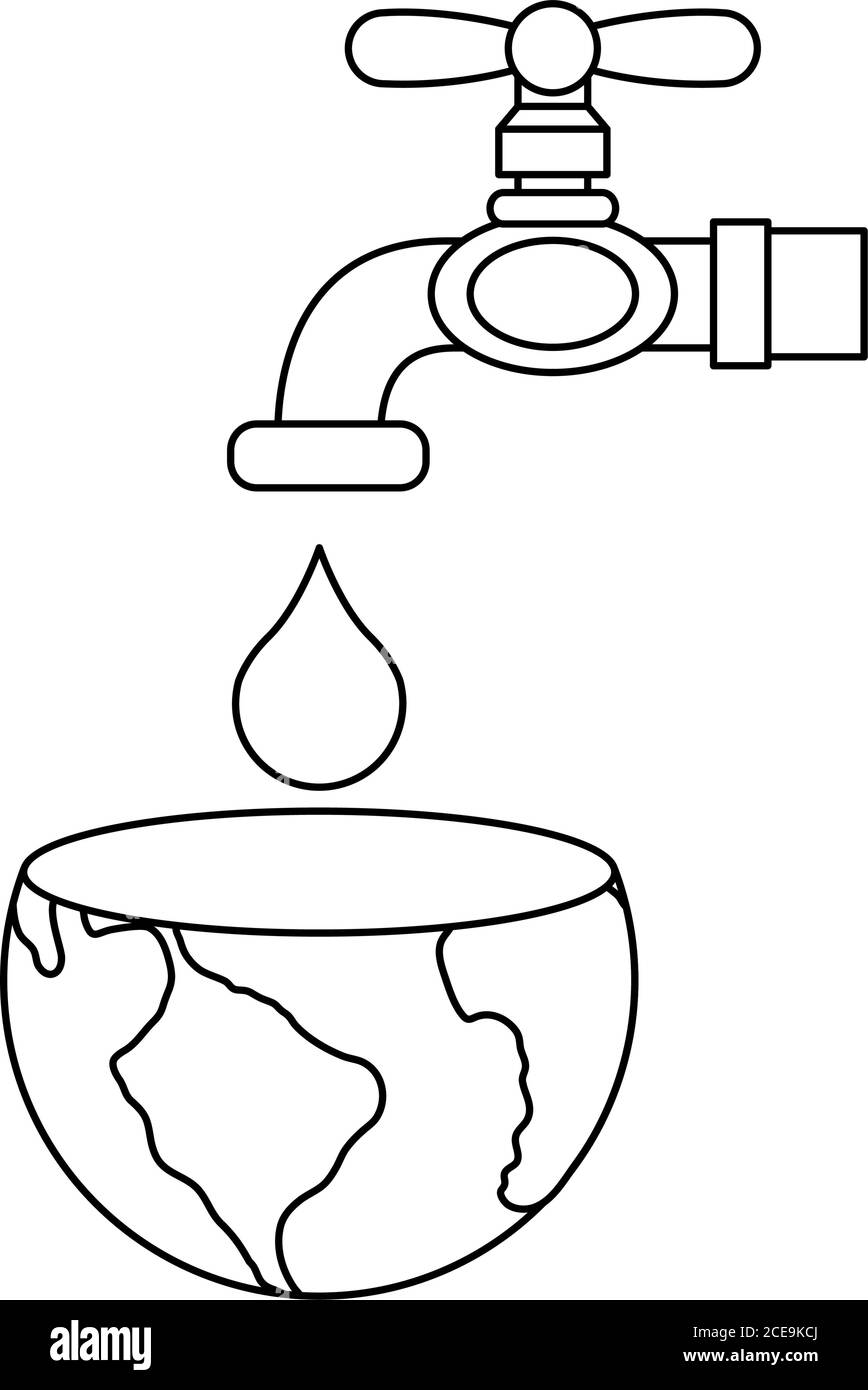 planète terre avec robinet d'eau 1879094 Art vectoriel chez Vecteezy