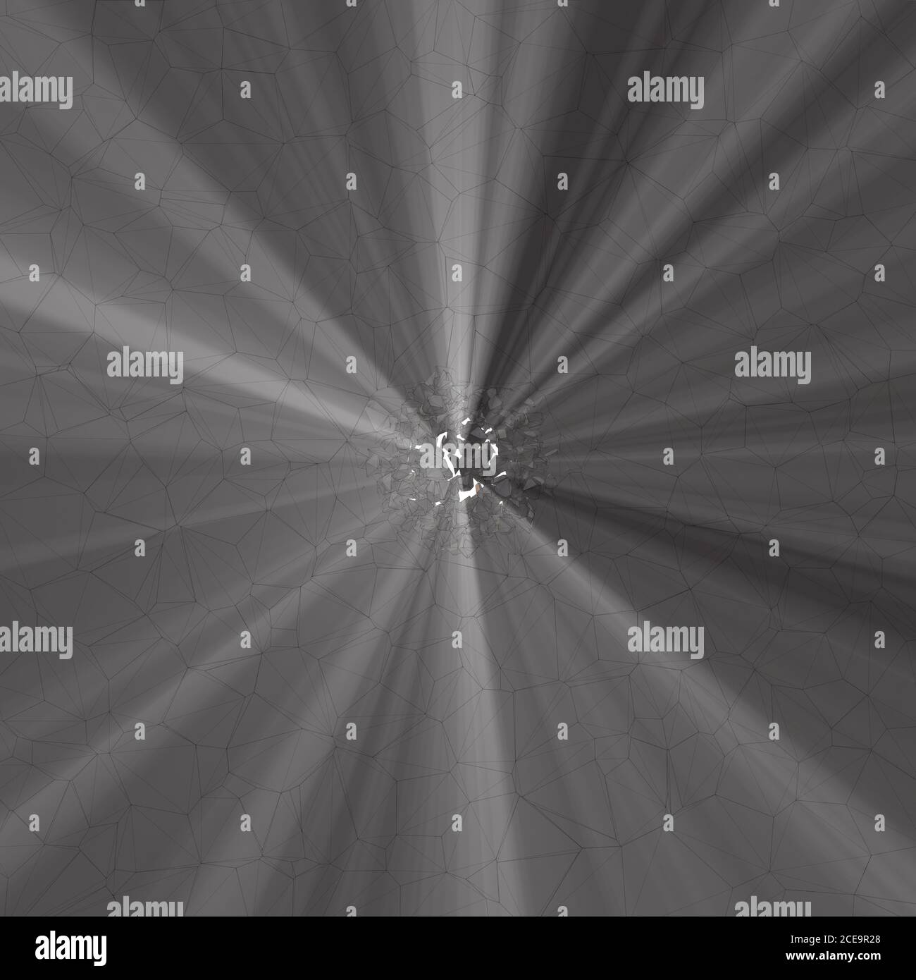 Pierres brisées en éclats ou voler dans l'espace meteor brouillard arrière-plan. 3d illustration Banque D'Images