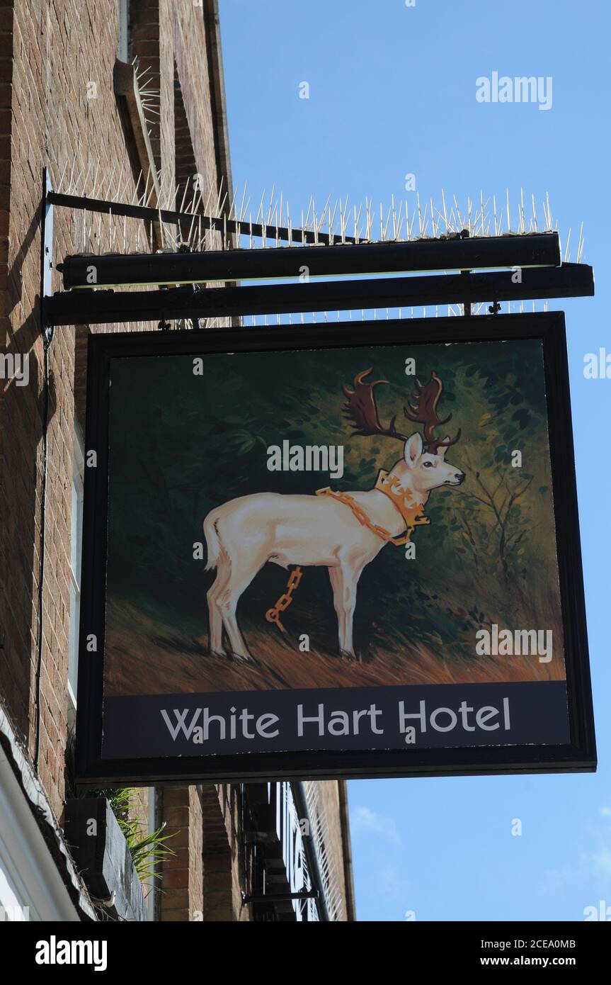Panneau blanc de l'hôtel hart, Newmarket, Suffoldk Banque D'Images