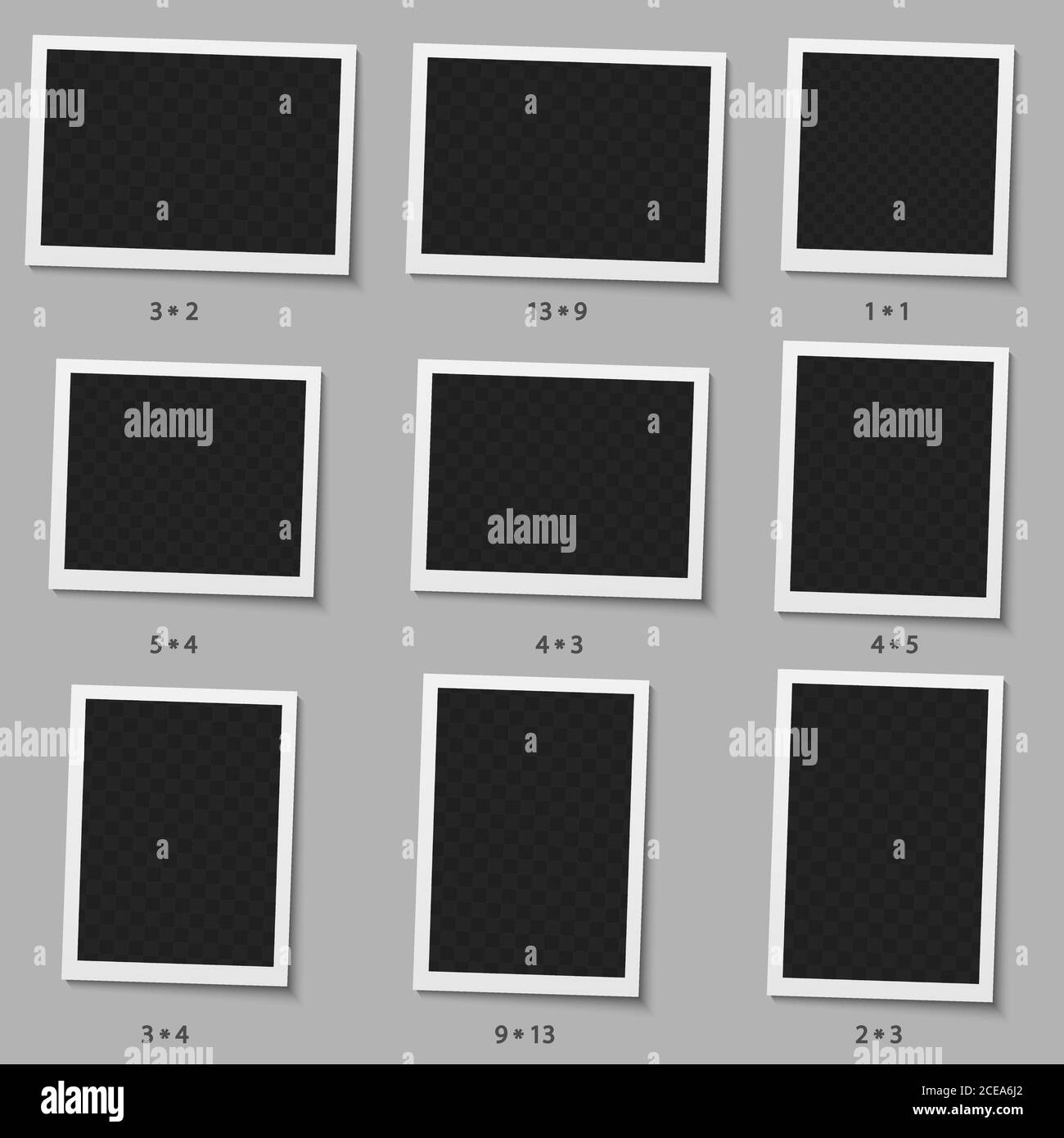 Ensemble de cadres photo instantanés vierges et réalistes de différentes tailles Illustration de Vecteur