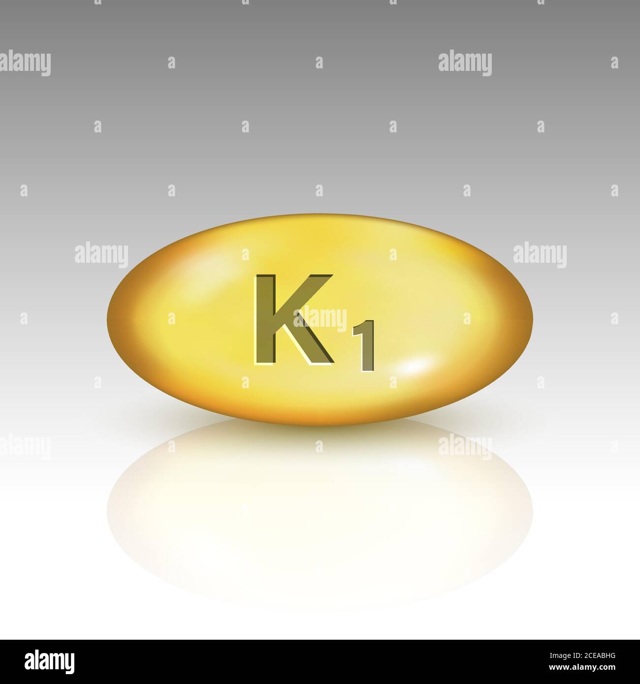 Vitamine K1.Phytoménadione vitamine Drop capsule icône Illustration de Vecteur