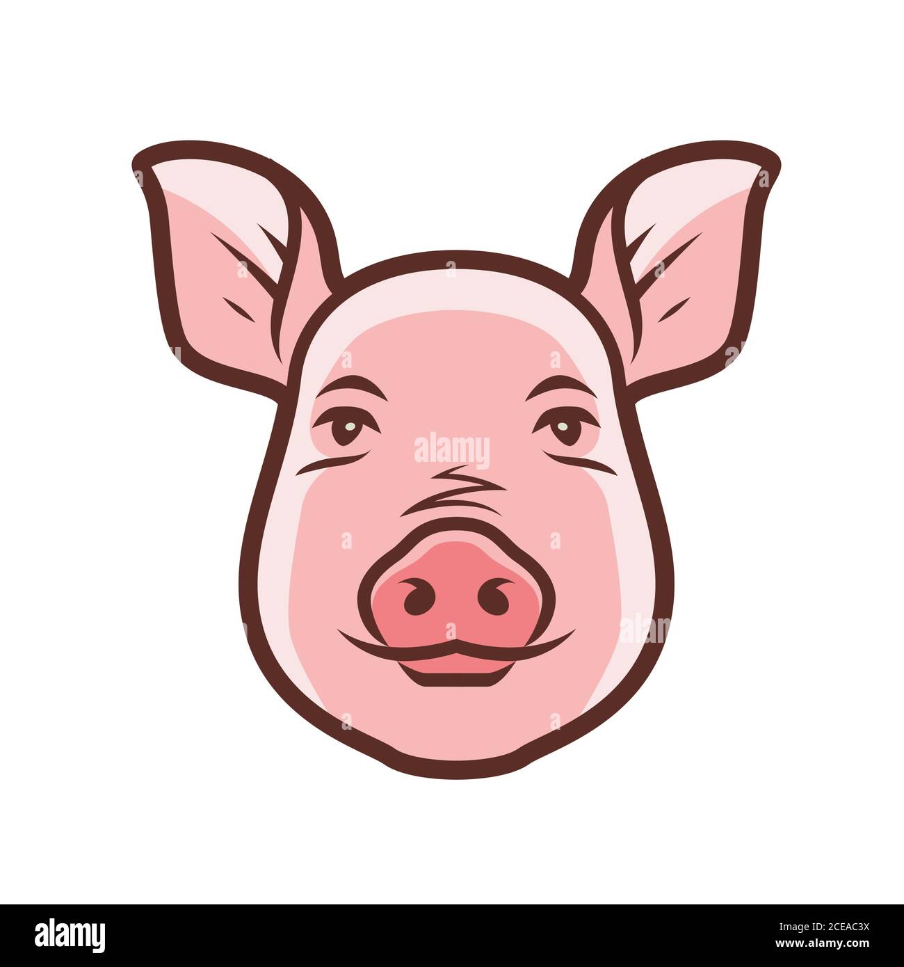 Joli symbole de portrait de porc. Animaux de ferme, concept alimentaire Illustration de Vecteur