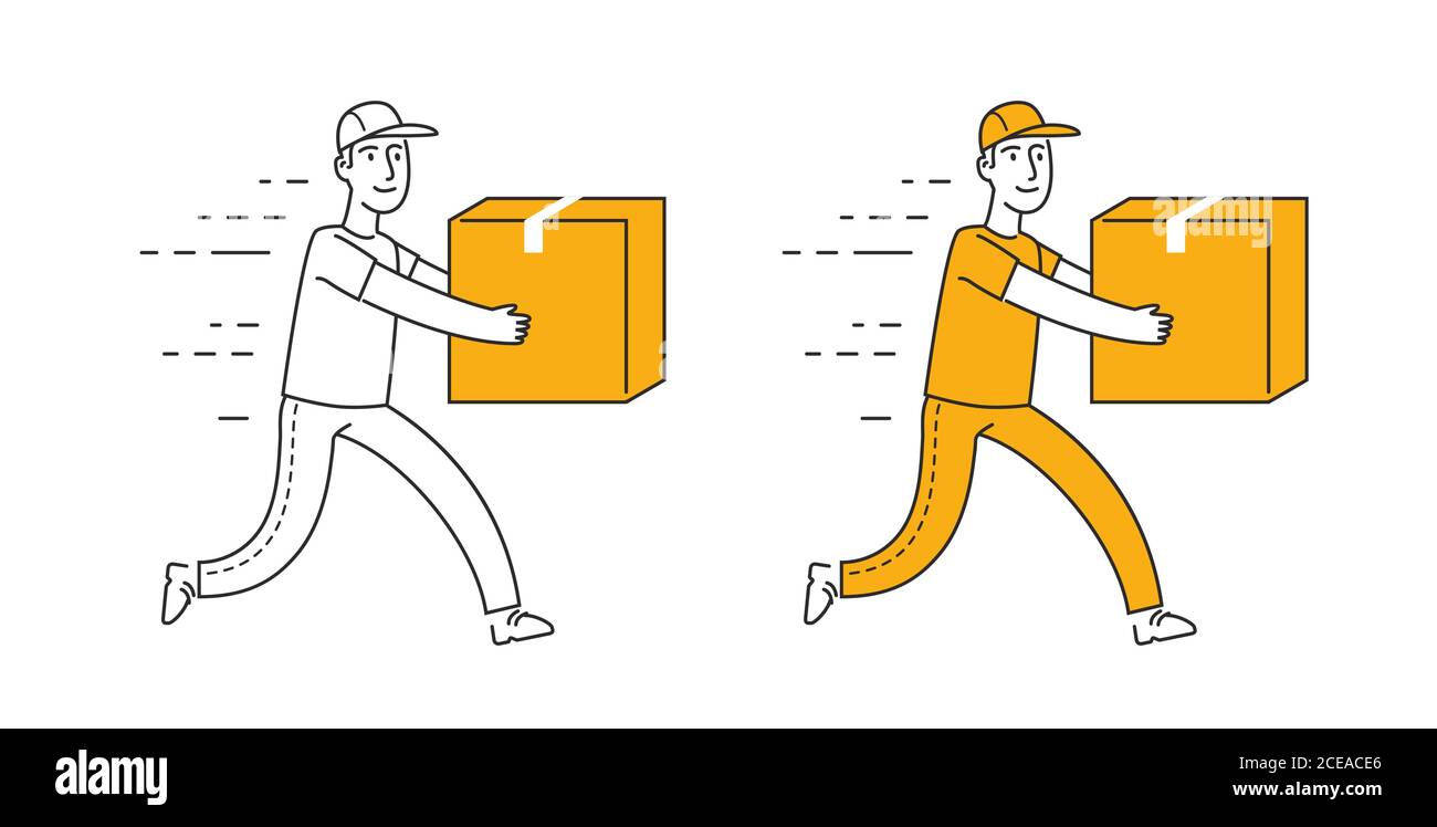 Symbole de livraison rapide. Coursier fonctionne avec l'illustration du vecteur de boîte Illustration de Vecteur