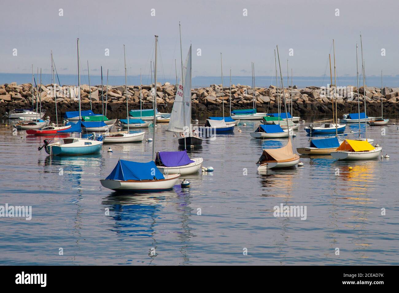 Voiliers amarrés dans le port de Rockport, ma Banque D'Images