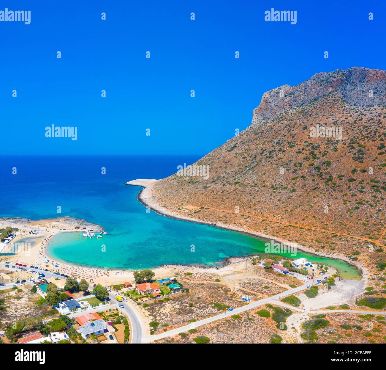Superbe plage de sable de Stavros dans un lagon pittoresque, la Canée, la Crète, la Grèce. Banque D'Images