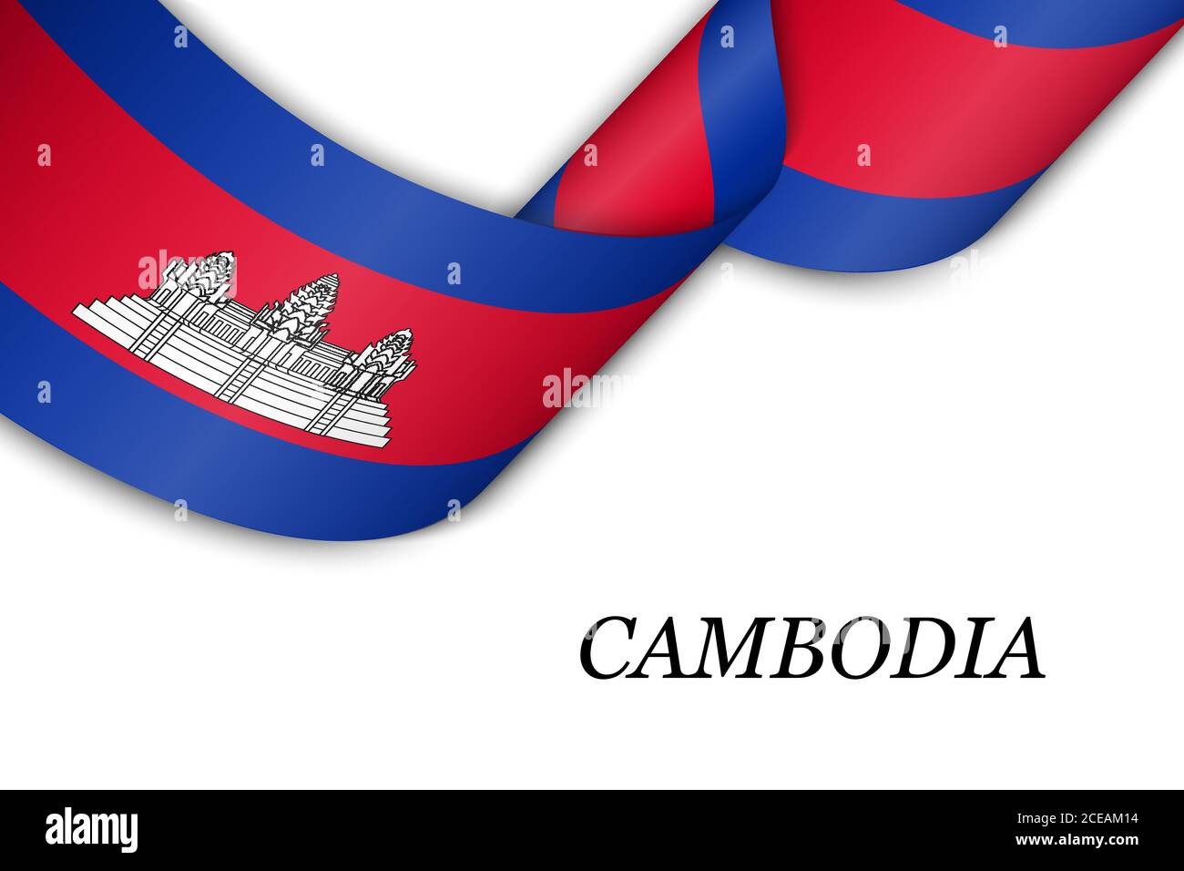Ruban ou bannière agitant avec drapeau du Cambodge Illustration de Vecteur