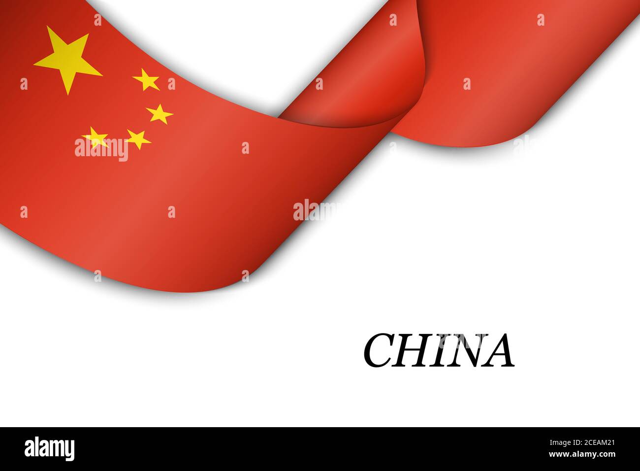 Ruban ou bannière agitant avec drapeau de la Chine Illustration de Vecteur