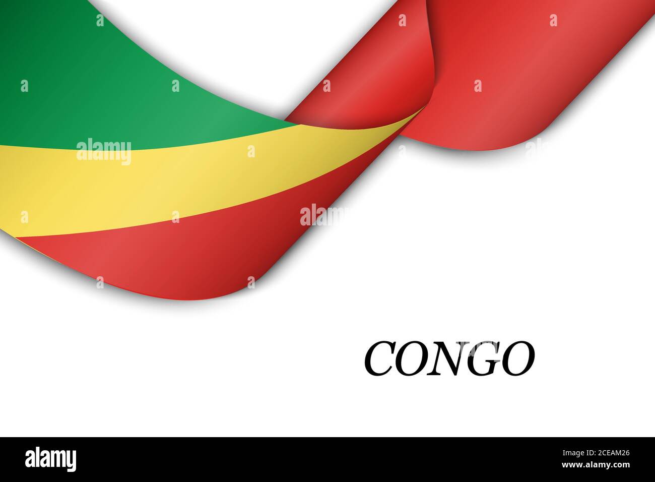 Ruban ou bannière agitant avec drapeau du Congo. Illustration de Vecteur