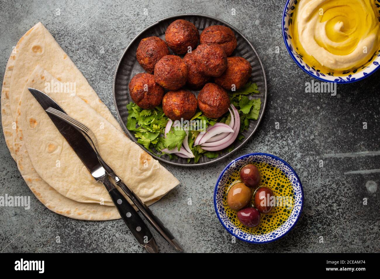 Falafel traditionnel du Moyen-Orient Banque D'Images