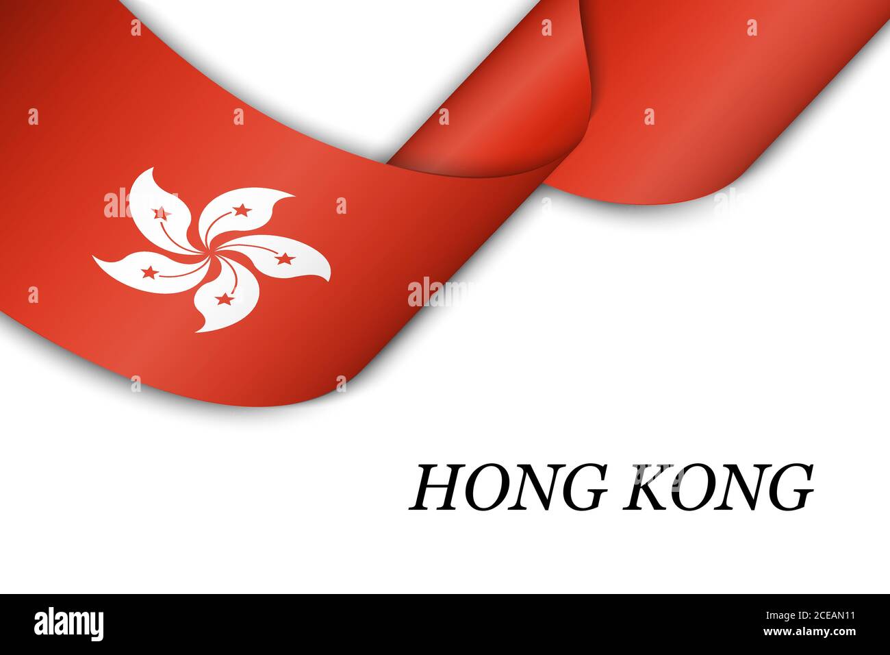 Ruban ou bannière agitant avec drapeau de Hong Kong Illustration de Vecteur