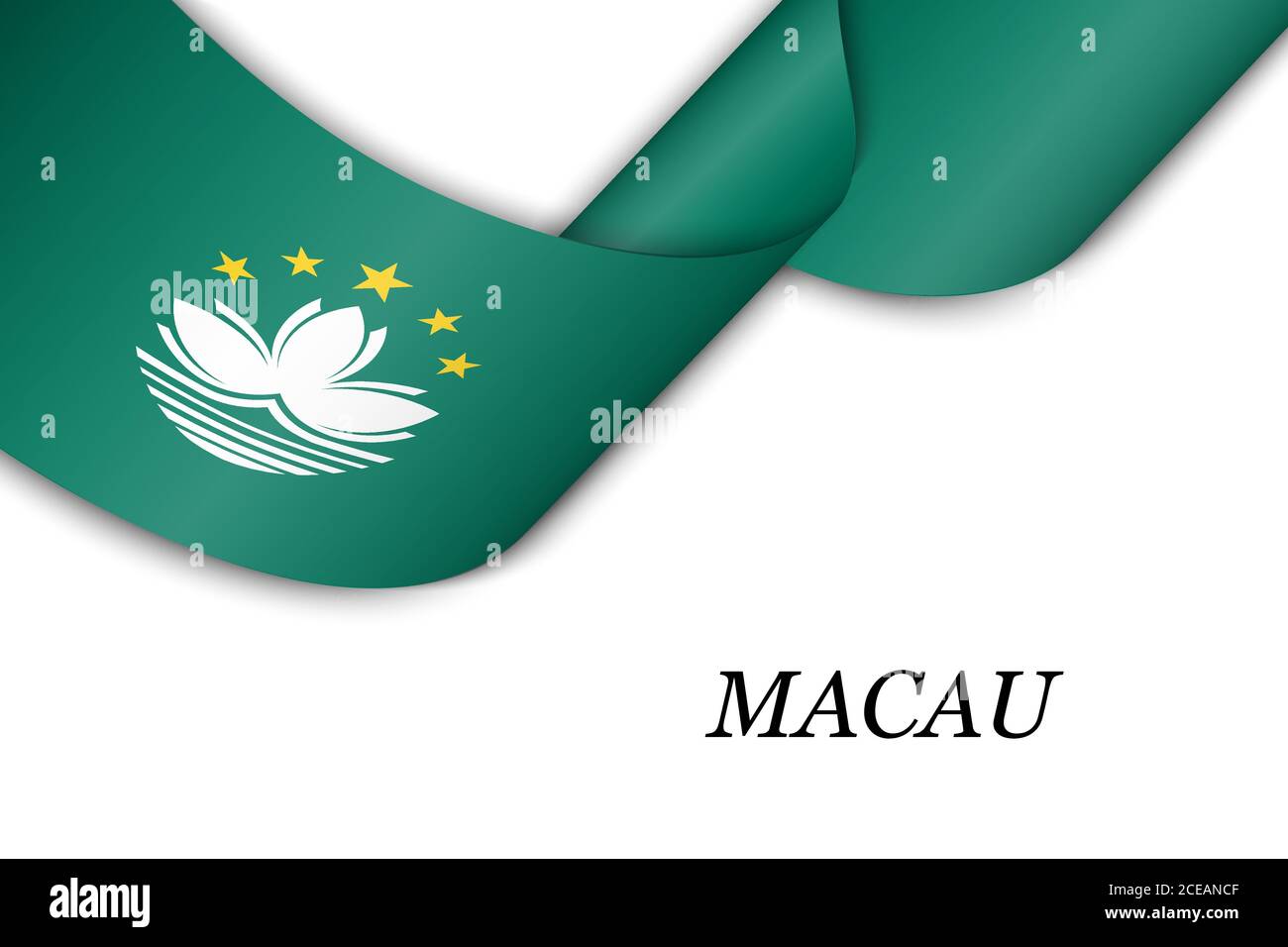Ruban ou bannière ondulant avec drapeau de Macao Illustration de Vecteur