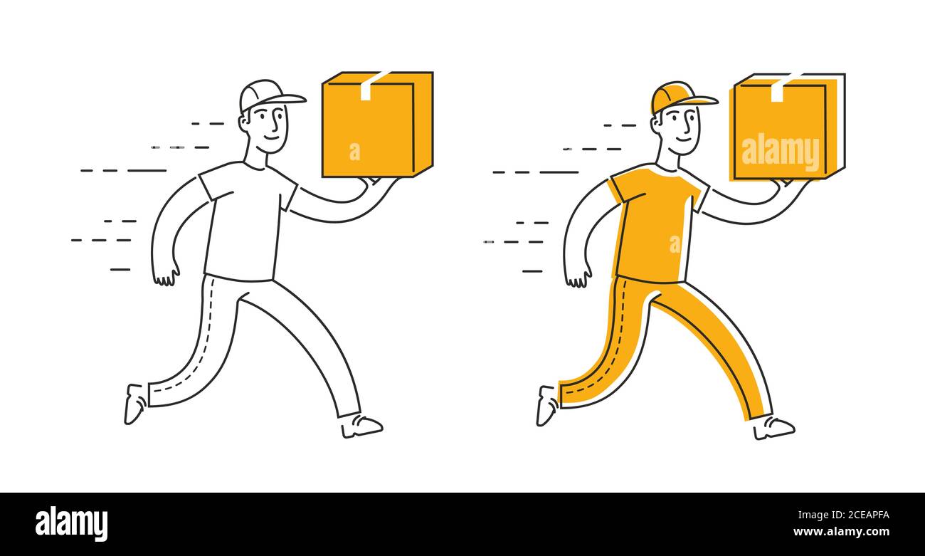 Symbole de livraison express. Coursier fonctionne avec l'illustration du vecteur de boîte Illustration de Vecteur