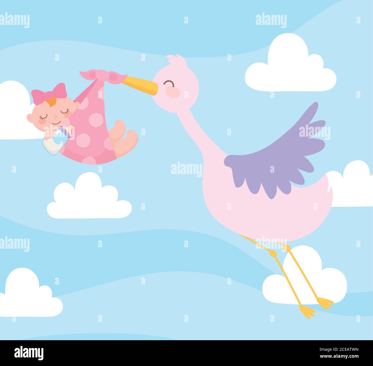 Douche De Bebe Stok Portant Bebe Fille Dans Une Couverture Celebration Bienvenue Nouveau Ne Illustration Vectorielle Image Vectorielle Stock Alamy