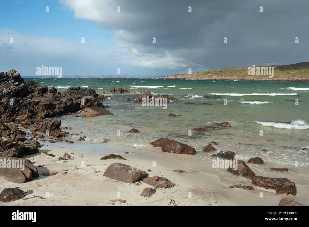 Plage à Achnahaid Bay, Écosse, Highlands, îles britanniques Banque D'Images