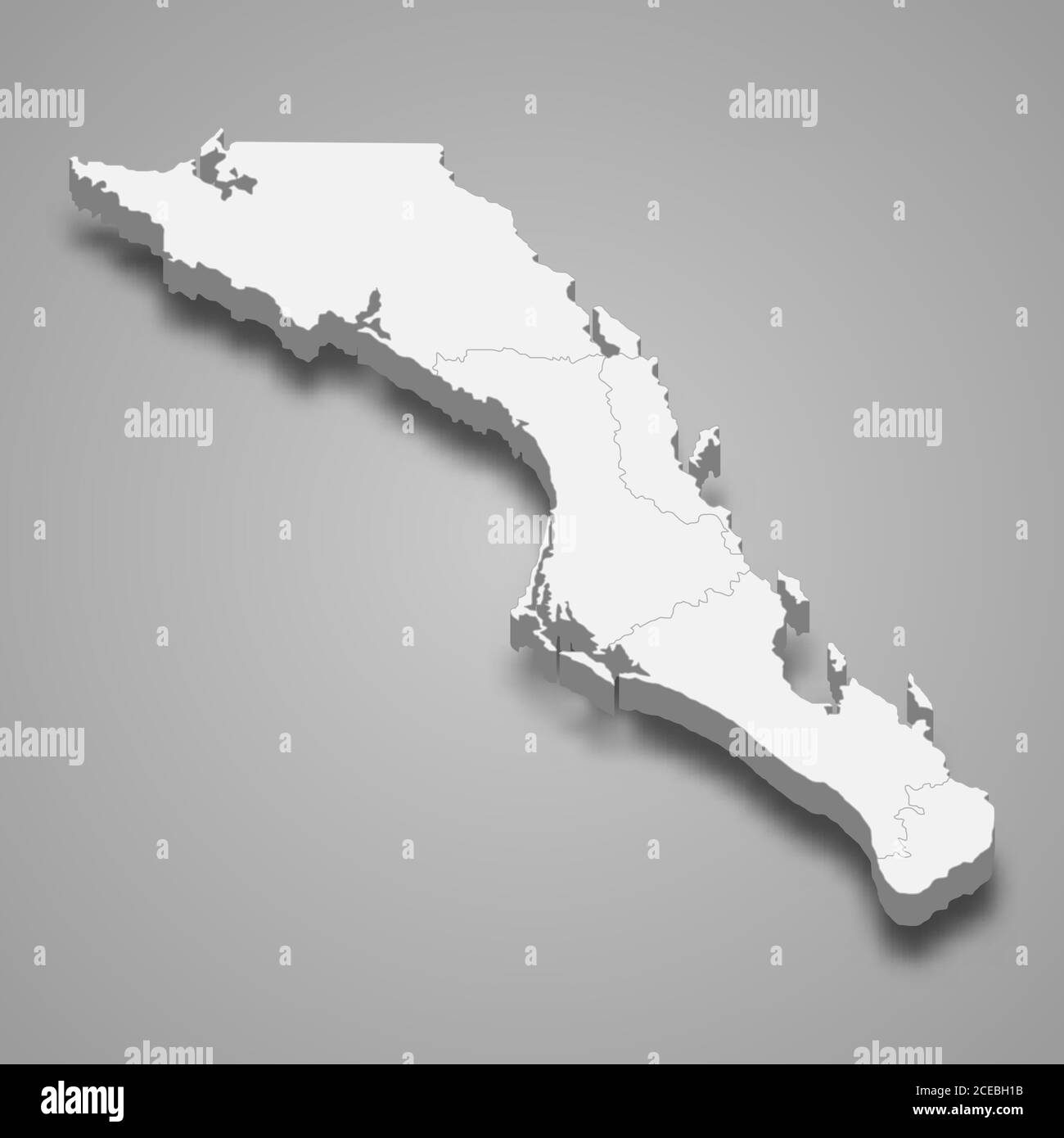 La carte 3d de Baja California sur est un état de Mexique Illustration de Vecteur