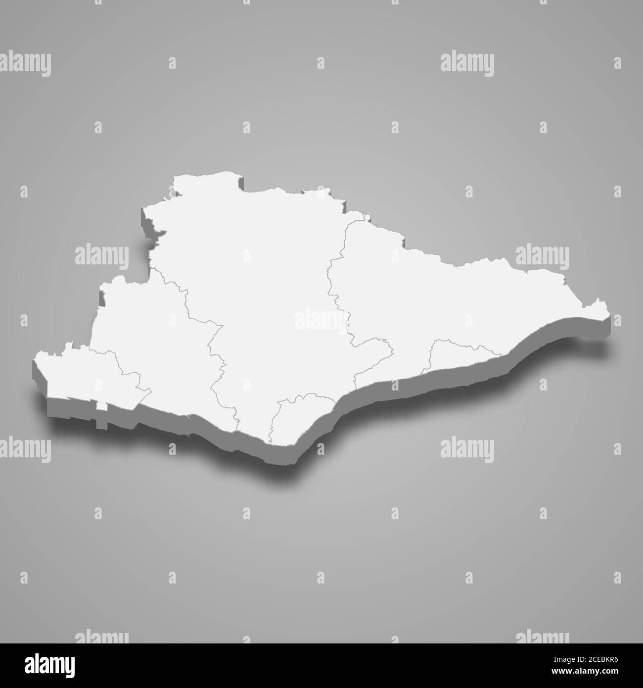 La carte 3d de East Sussex est un comté cérémonial de Angleterre Illustration de Vecteur