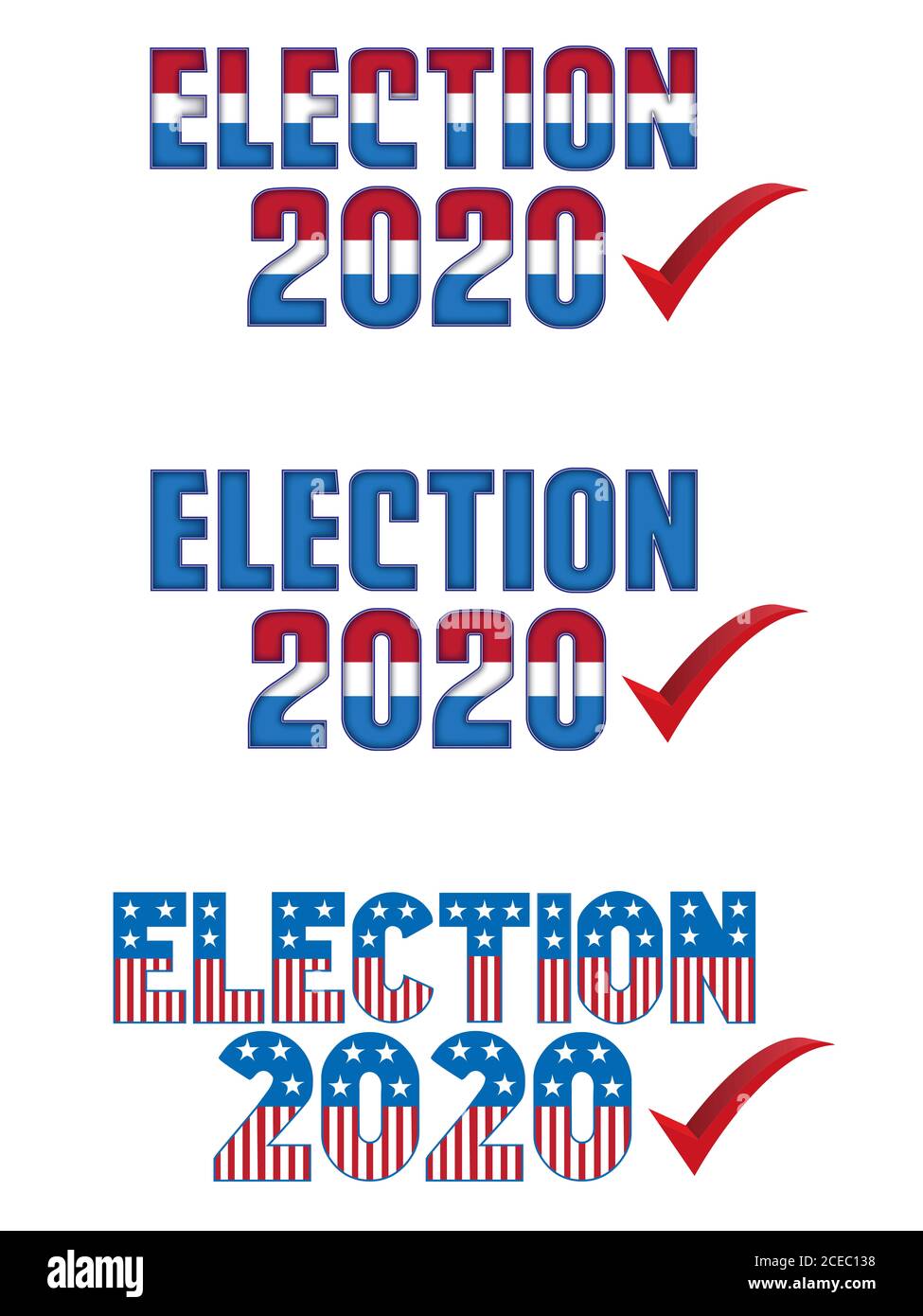 Illustration du jour d'élection, dessin de campagne électorale rouge, blanc et bleu avec texte. Banque D'Images