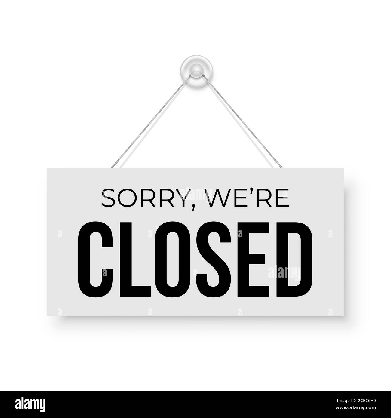 Panneau fermé accroché au mur. Presse-papiers de forme rectangulaire pour la vente au détail, la boutique, le magasin, le café, le bar, le restaurant. Modèle d'annonce avec possibilité de Illustration de Vecteur