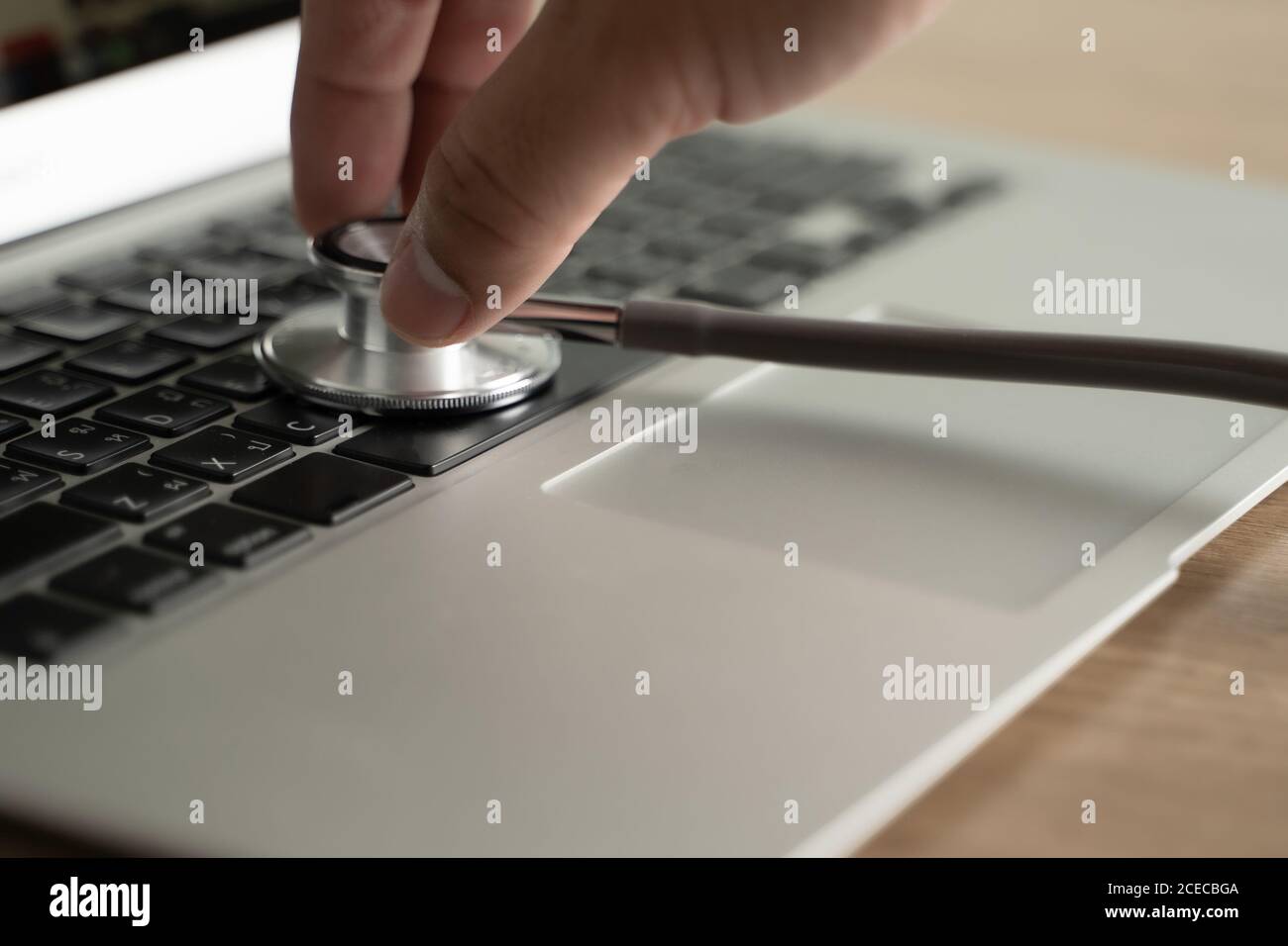 Vulnérabilité sanitaire Inscription sécurité équipement médical stéthoscope violation des données médicales Banque D'Images