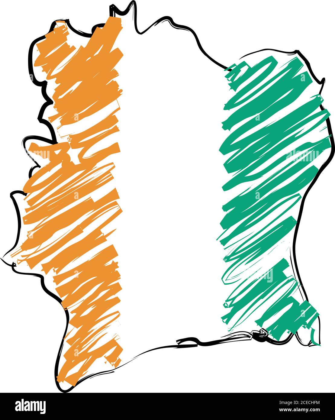 Carte de la Côte d'Ivoire drapeau Image Vectorielle Stock Alamy