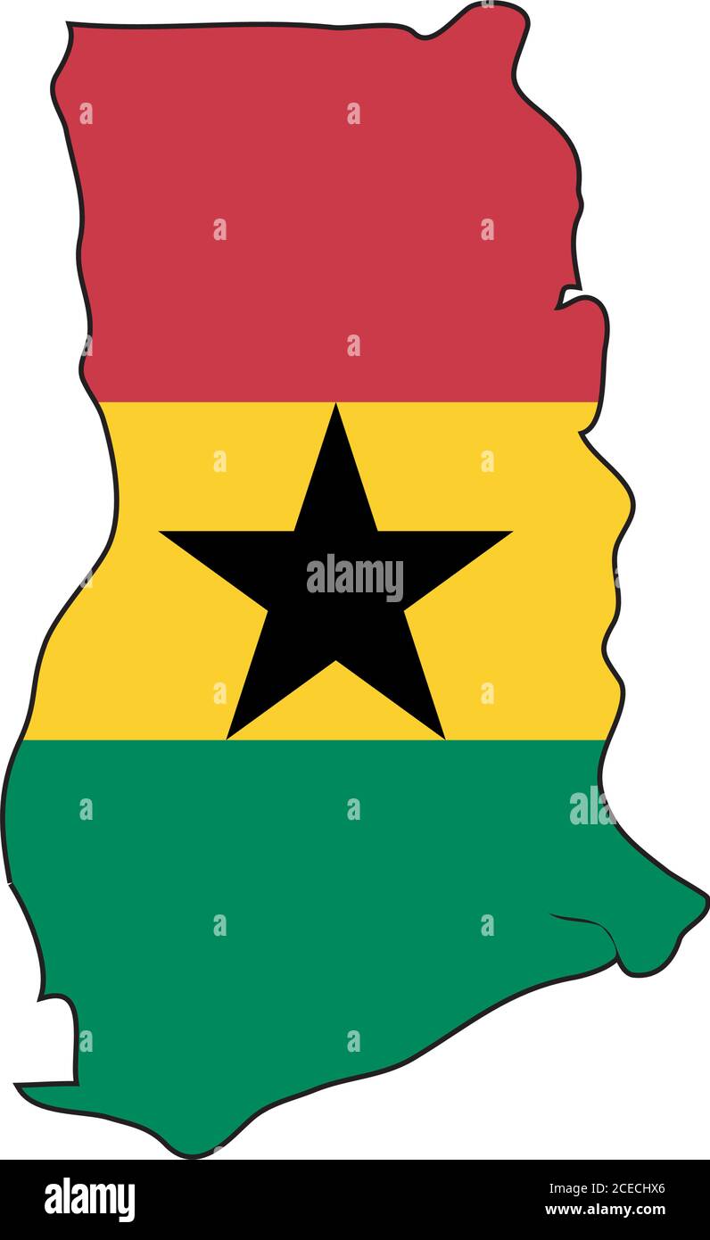 Carte du drapeau du Ghana Illustration de Vecteur