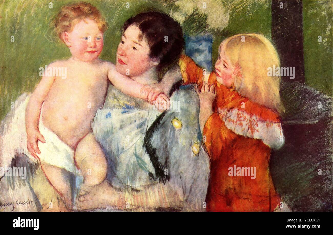 Cassatt Mary - après le bain 1901 - École française - 19e siècle Banque D'Images
