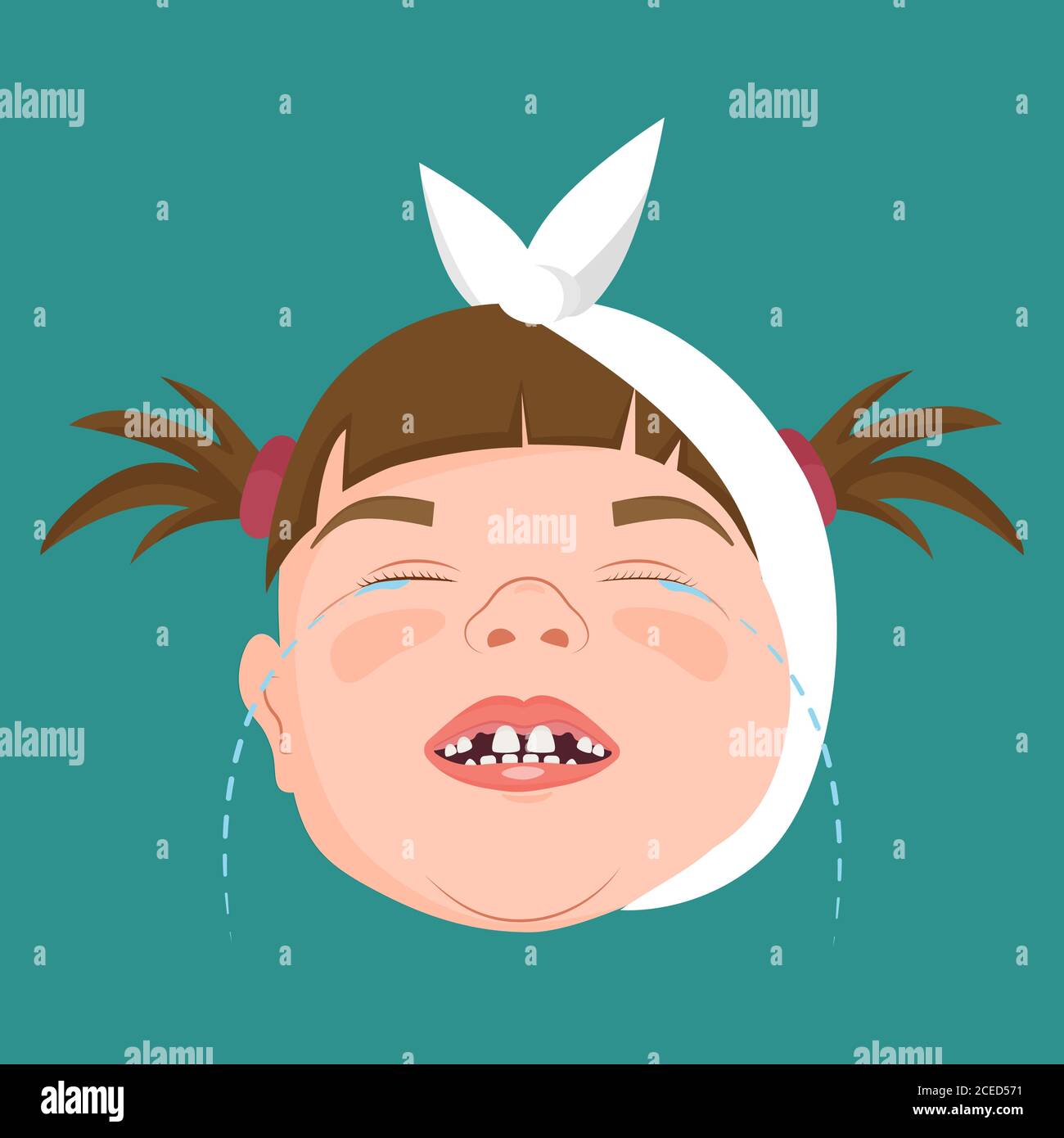 Petite fille avec une joue gonflée pleurant à cause de maux de dents, illustration vectorielle. Illustration de Vecteur