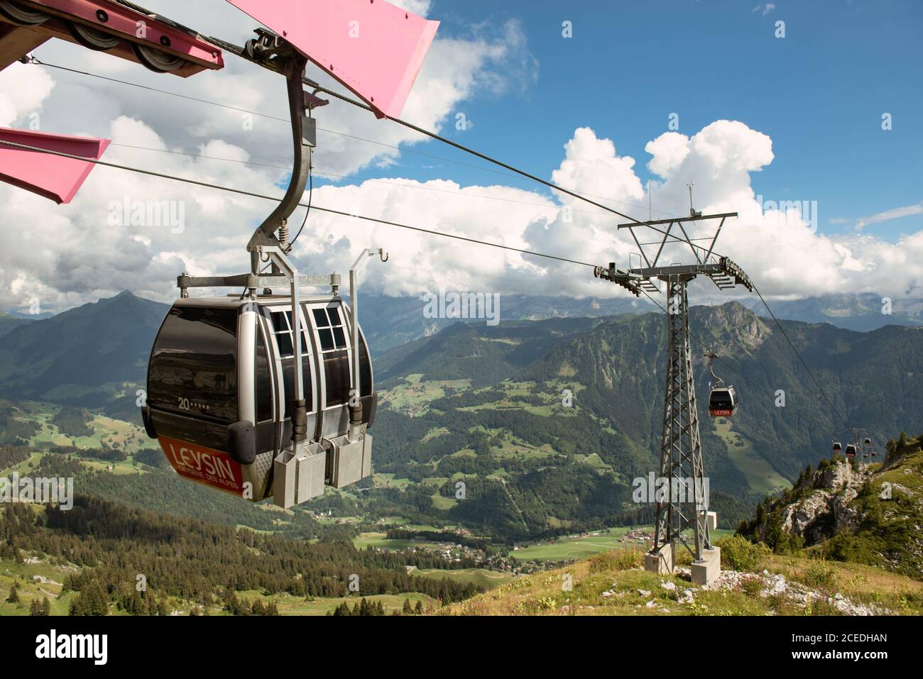 Gondoles au sommet de Berneuse, Leysin, Suisse Banque D'Images