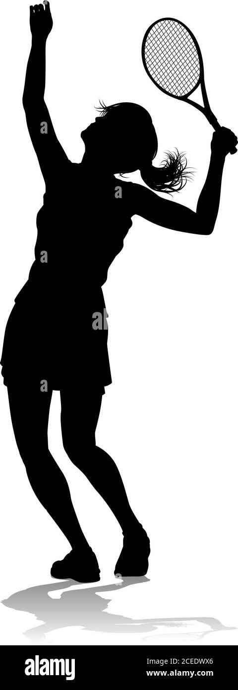 Tennis Silhouette Sport Player Femme Illustration de Vecteur