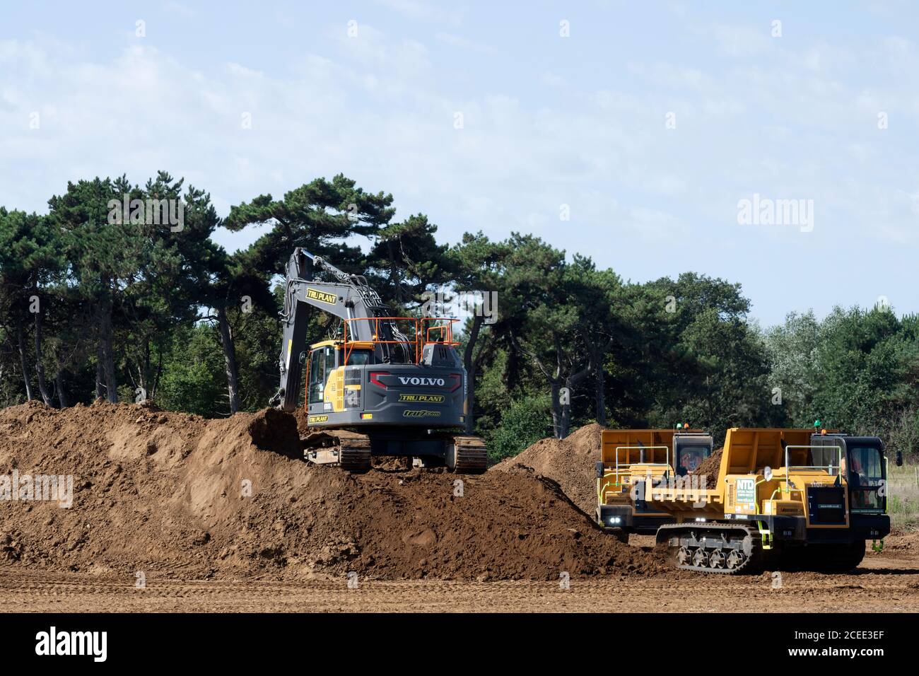 Construction de câbles électriques souterrains, Bawdsey, Suffolk, Royaume-Uni. Banque D'Images