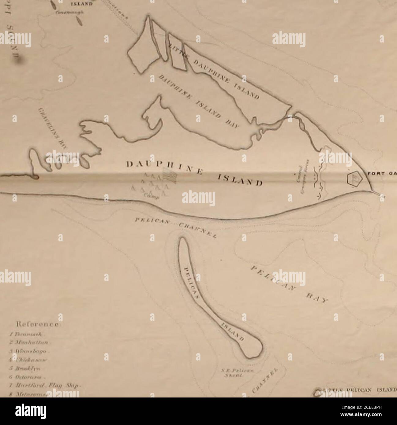 . La bataille de Mobile Bay, et la capture des forts Powell, gaines et Morgan, par les forces maritimes et terrestres combinées des États-Unis sous le commandement du contre-amiral David Glasgow Farragut et du major-général Gordon Granger, août 1864.  -*- , ^ ,.„ J , ? ..,,u.O. Banque D'Images