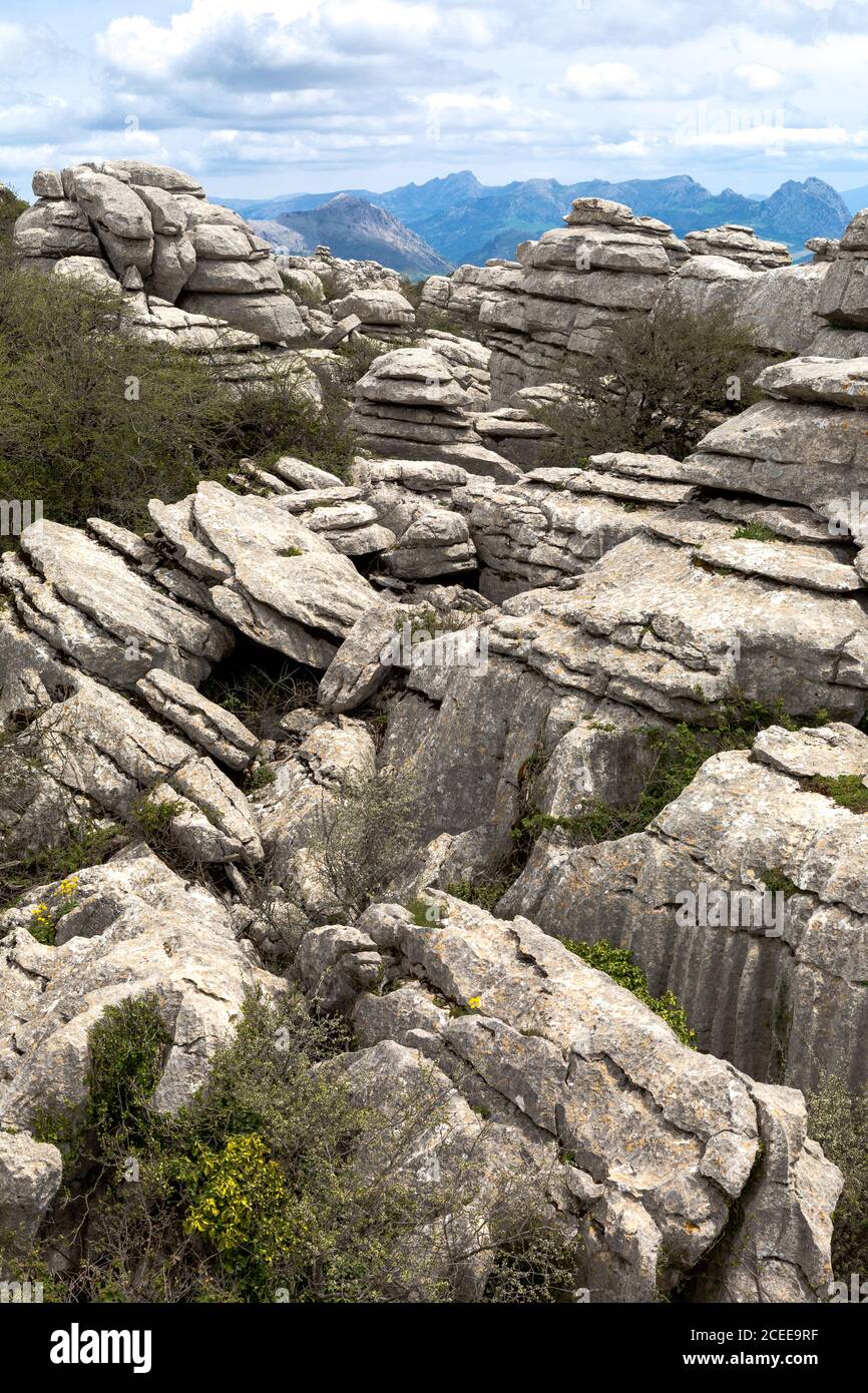 Le Parc Naturel El Torcal de Antequera et les touristes, la province de Malaga, Andalousie, Andalousie, Espagne, Europe, andalou Banque D'Images