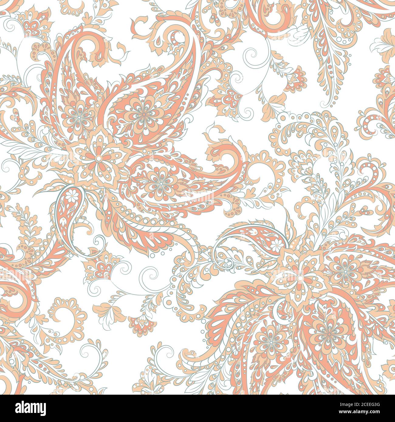 Motif vectoriel sans coutures en cachemire damassé. Fond floral vintage Illustration de Vecteur