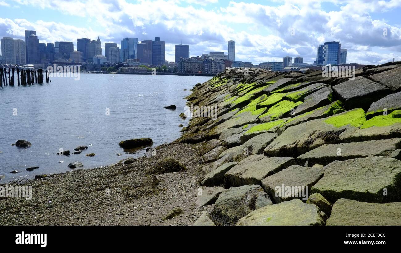 USA, Massachusetts, Boston Skyline photographié de l'est de Boston Banque D'Images
