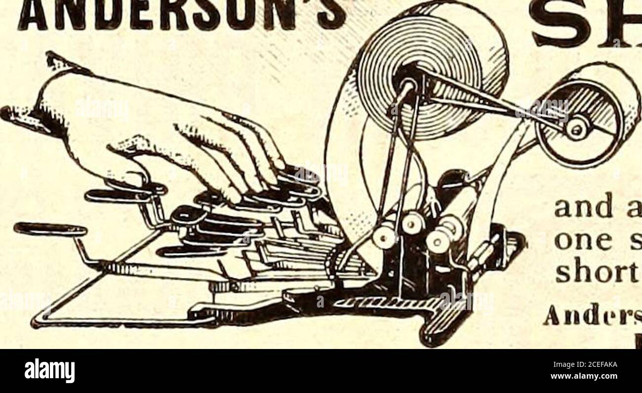 . Le magazine McClure. ANDERSONS. LA MACHINE À ÉCRIRE ABRÉGÉE prend la place de la sténographie parce qu'elle est si rapide apprise, et une machine à écrire qui imprime un mot à un trait est plus simple et plus rapide que la sténographie. Vous pouvez apprendre à la maison. Anderson ShortHand Typwriter School, bâtiment Bennett, New York. CHORTHAND Oelf a enseigné. Envoyer pour le catalogue des livres et aide par Benn Pitman et Jerome B. Howard. Des milliers ont maîtrisé l'art de cette façon.ou si vous souhaitez gagner du temps en allant à une bonne école, nous vous indiquerons où aller. Adresse,The Phonographic Institute Co., Cincinnati. T.1TF.RAT.IRF UNITAIRE SE Banque D'Images