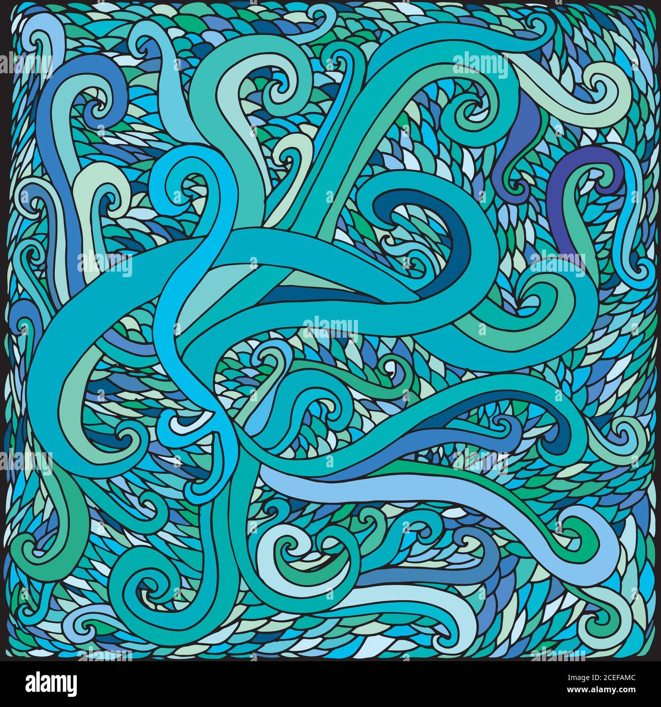 Arrière-plan psychédélique coloré, lumineux, vagues et échelles Illustration de Vecteur