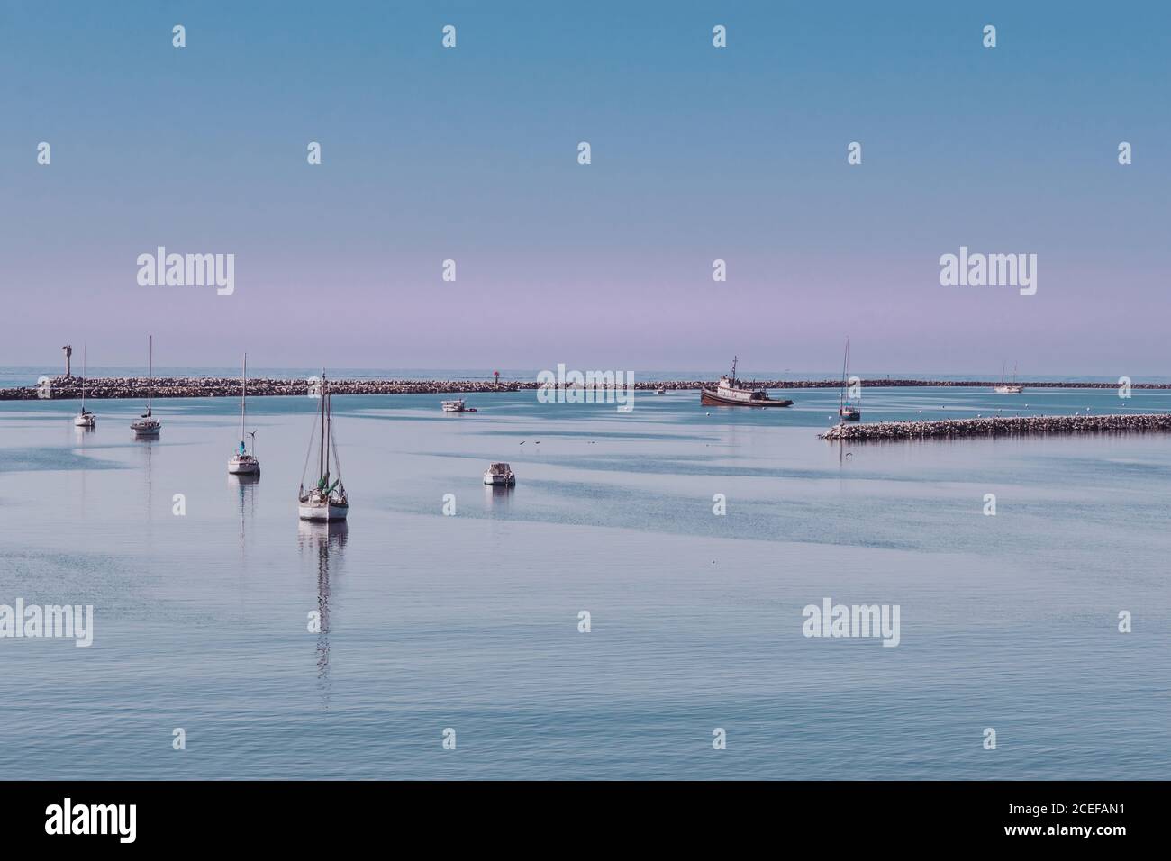 Bateaux de pêche dans la baie de Halfmoon, au sud de la Californie de San Francisco Banque D'Images
