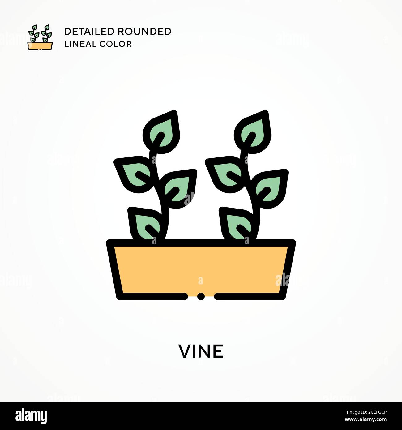 Couleur de l'éline arrondie et détaillée de la vigne. Concepts modernes d'illustration vectorielle. Facile à modifier et à personnaliser. Illustration de Vecteur