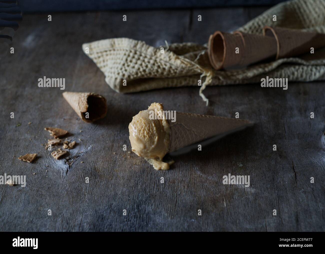 Glace savoureuse au sucre cornet croquant Banque D'Images