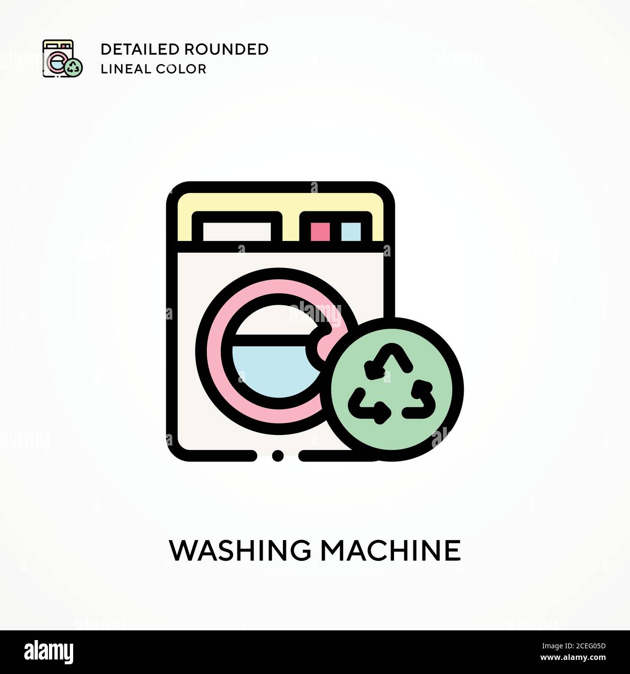 Lave-linge de couleur arrondie et détaillée. Concepts modernes d'illustration vectorielle. Facile à modifier et à personnaliser. Illustration de Vecteur