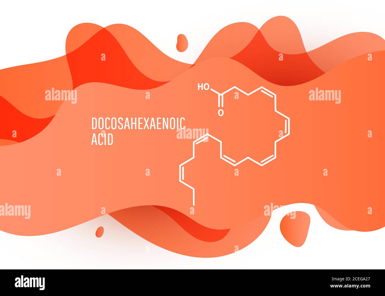 Formule chimique squelettique d'acide docosahexaénoïque, DHA, acide cervonique, molécule. Illustration vectorielle Illustration de Vecteur