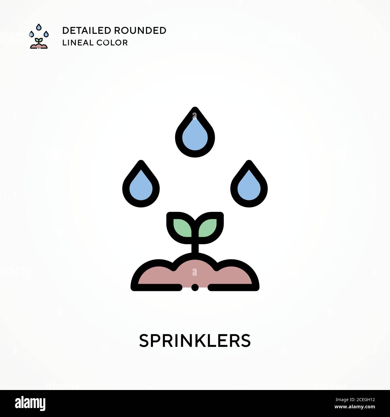 Arroseurs de couleur arrondie et détaillée. Concepts modernes d'illustration vectorielle. Facile à modifier et à personnaliser. Illustration de Vecteur