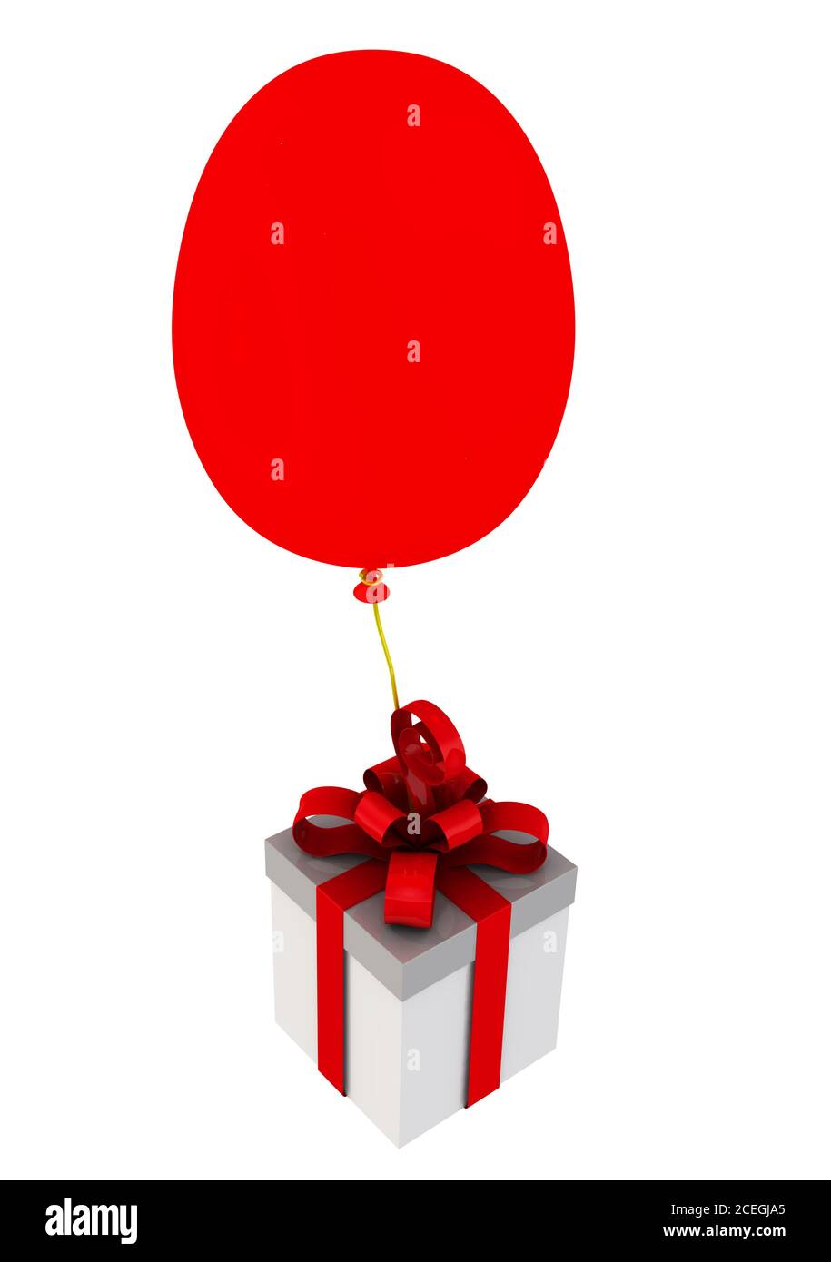 Boîte cadeau avec ballon. Boîte cadeau avec papillons rouges et ballons  rouges. Isolé. Illustration 3D Photo Stock - Alamy