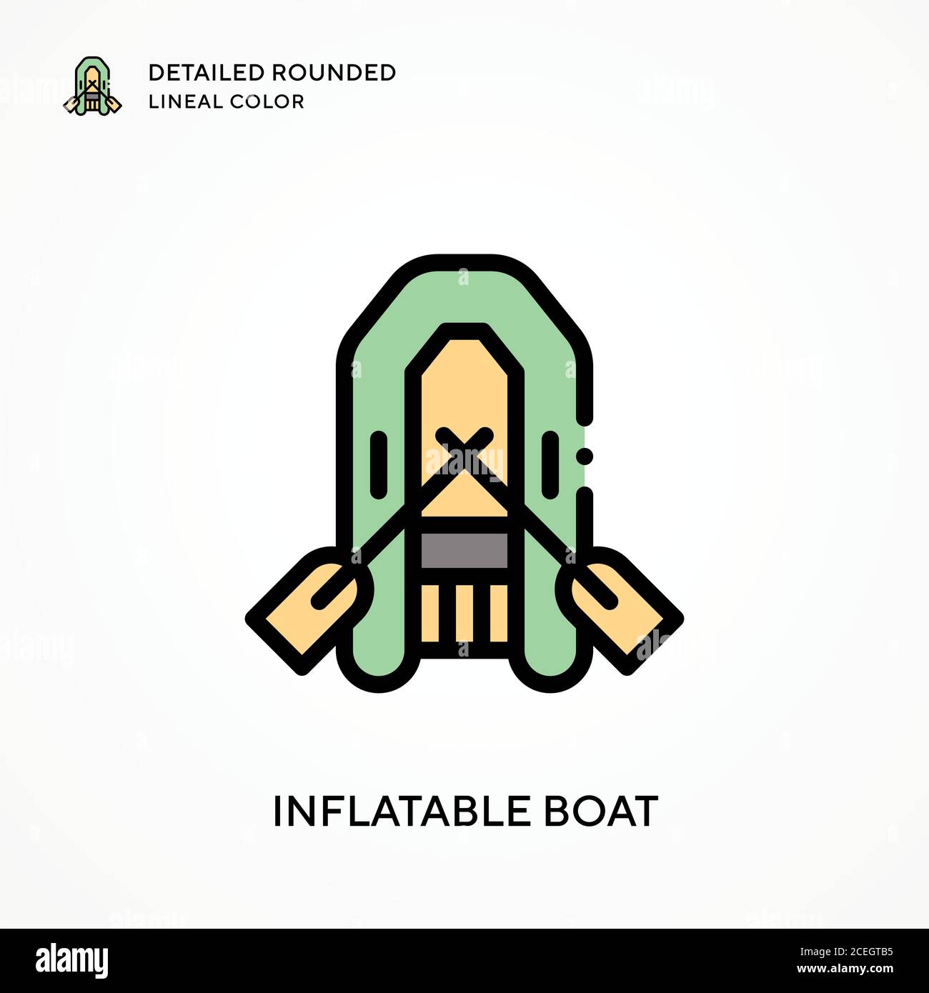 Bateau gonflable de couleur arrondie. Concepts modernes d'illustration vectorielle. Facile à modifier et à personnaliser. Illustration de Vecteur