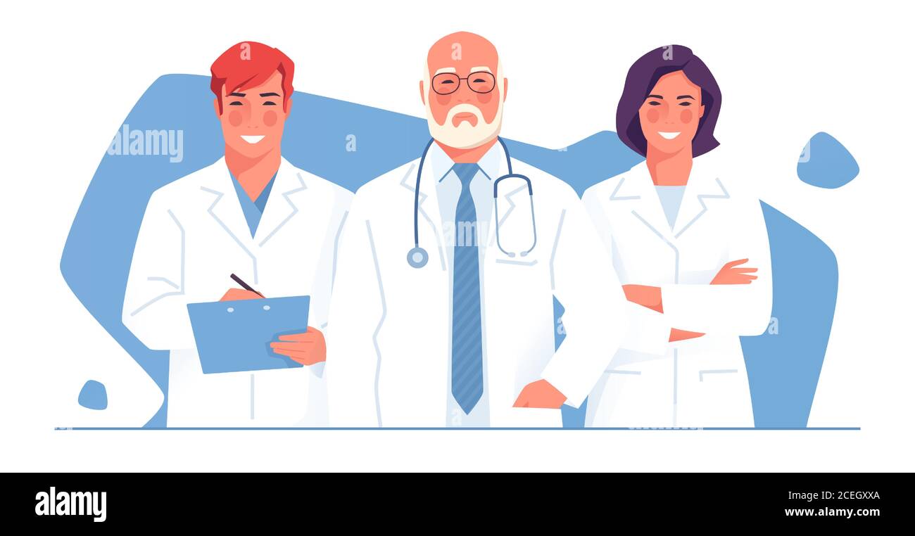 Illustration vectorielle d'une équipe médicale, d'un groupe de médecins, de praticiens, de médecins Illustration de Vecteur
