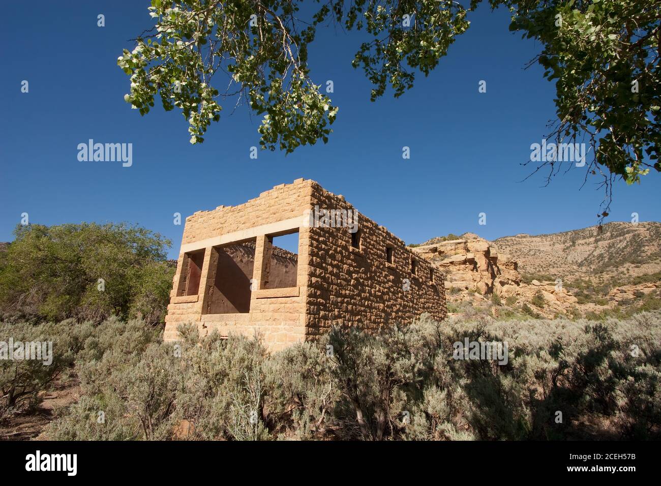 La ville fantôme de Sego a été fondée en 1910 en tant que ville minière de charbon dans Sego Canyon, Utah, pour fournir du charbon au chemin de fer de Thompson Springs, à huit kilomètres Banque D'Images